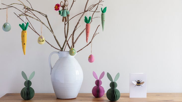 Easter themed decorations in the shop